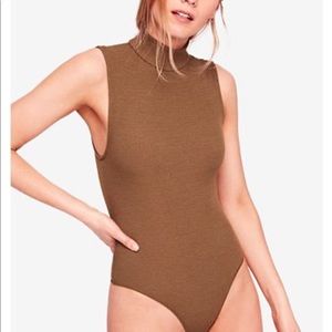 Free people mock neck thong bodysuit